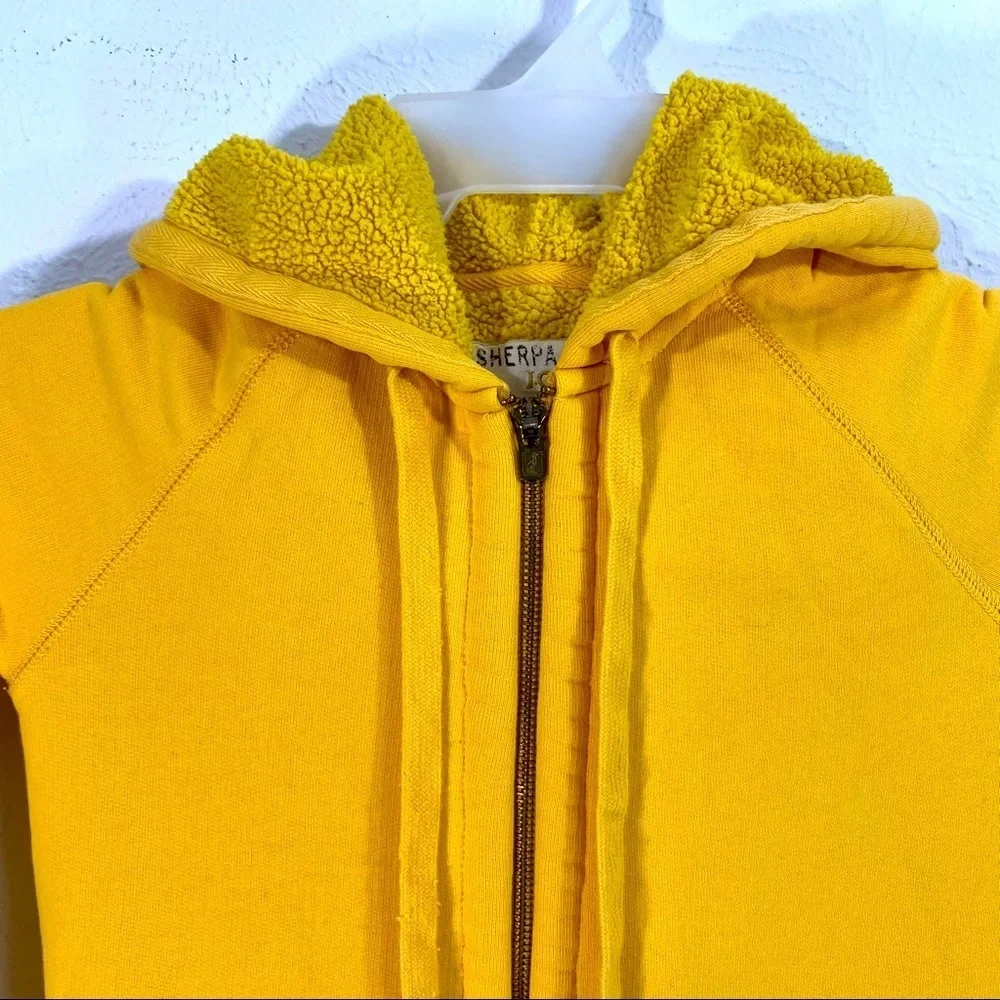 J.crew Yellow Sherpa Fleence Interior Hooded Sweater Sz S